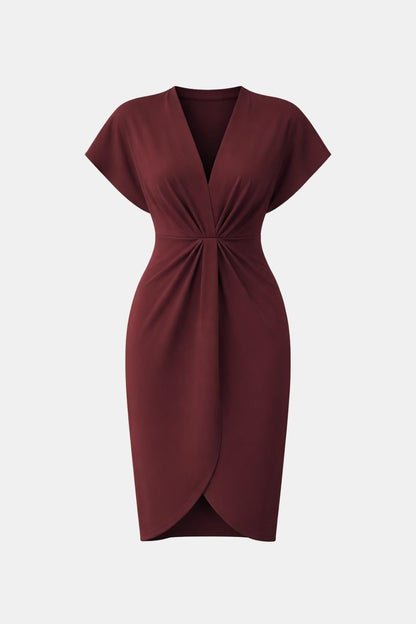 Jennie - Elegant Wrap Silhouette Midi Wrap Dress