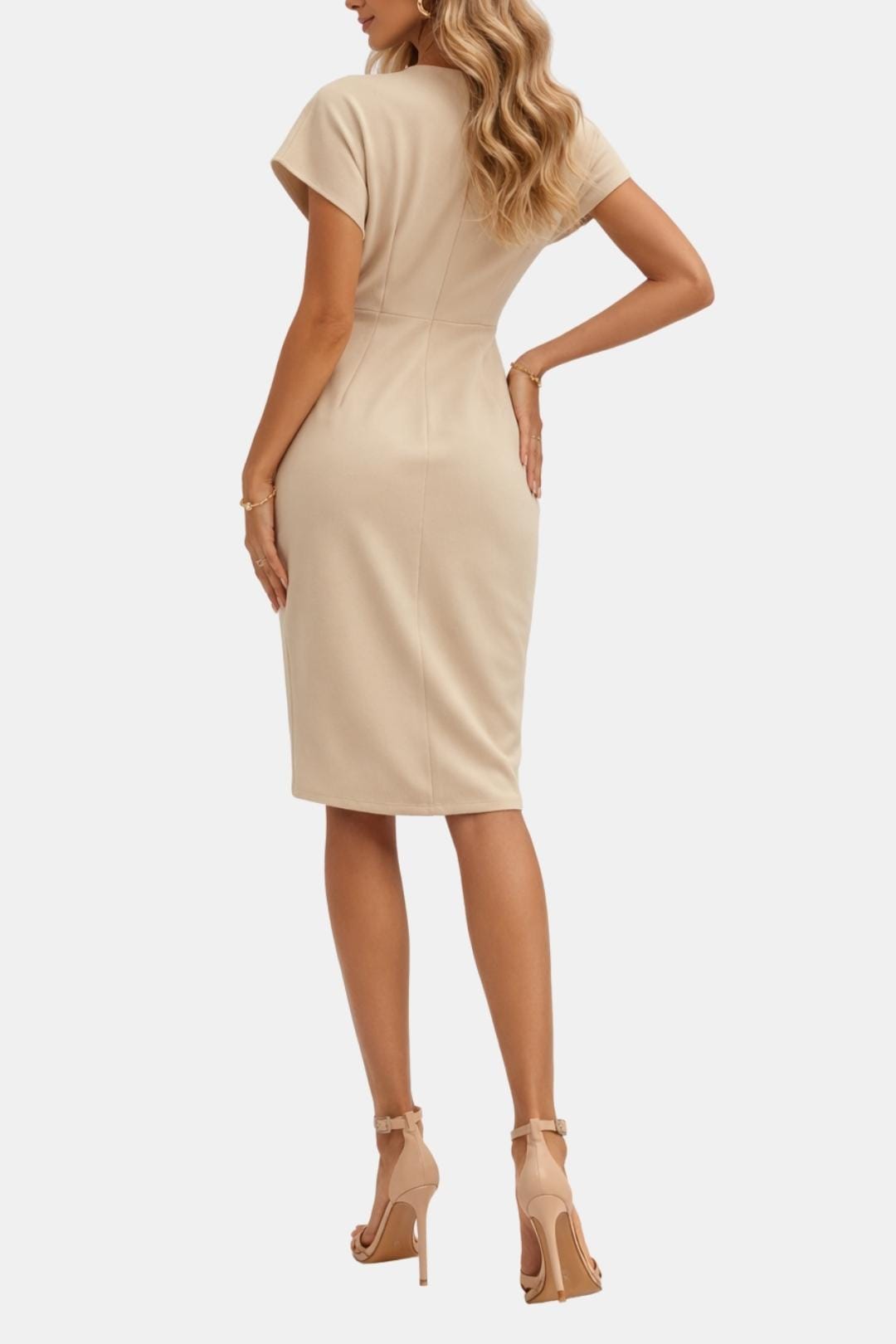 Jennie - Elegant Wrap Silhouette Midi Wrap Dress