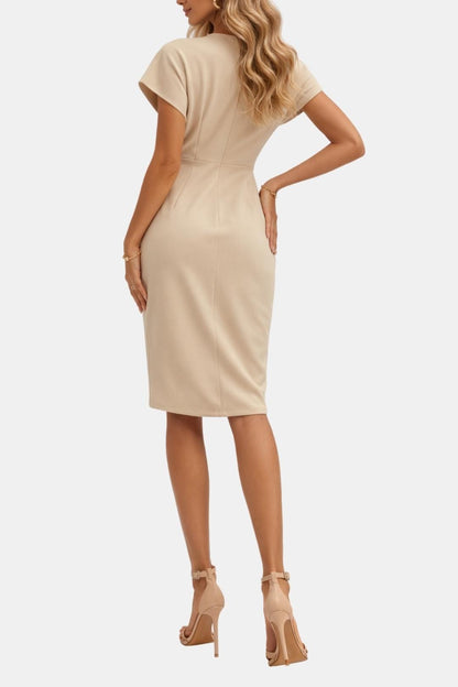 Jennie - Elegant Wrap Silhouette Midi Wrap Dress