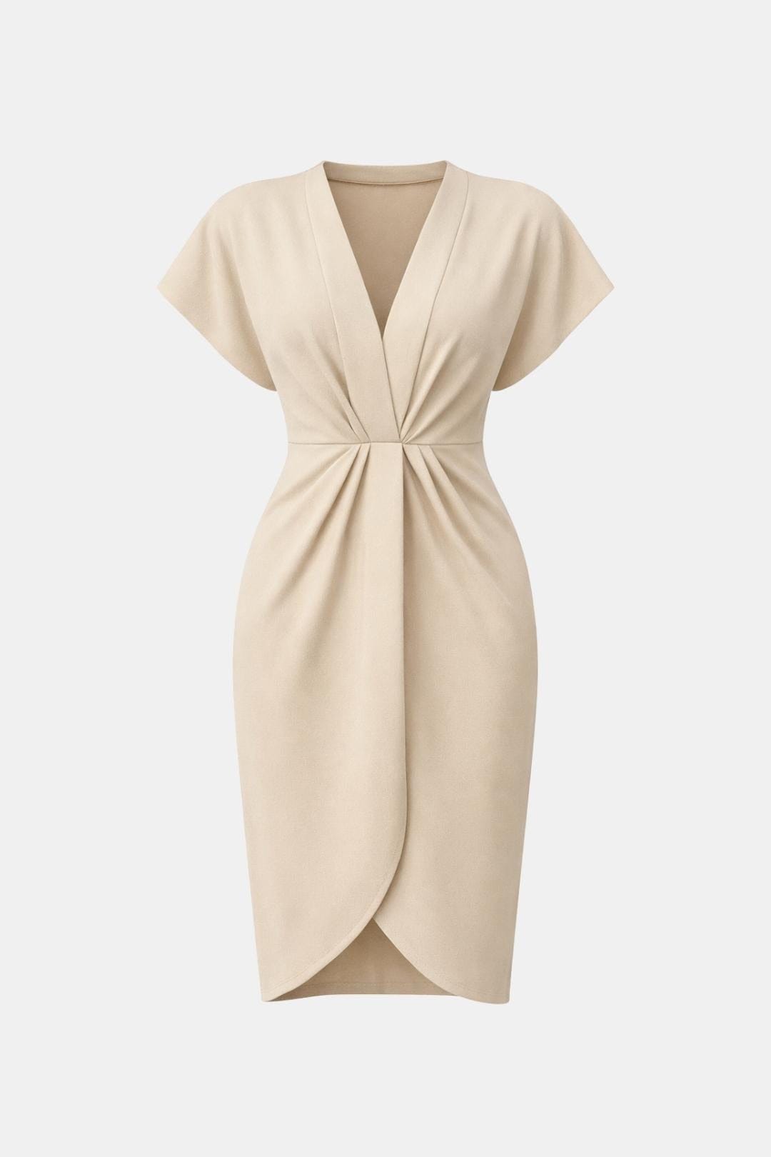Jennie - Elegant Wrap Silhouette Midi Wrap Dress