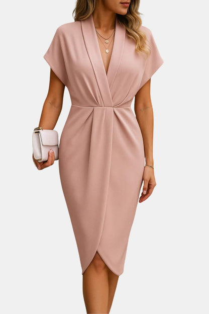 Jennie - Elegant Wrap Silhouette Midi Wrap Dress