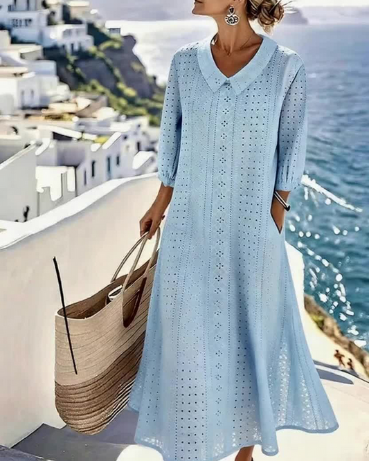 Jesienna | Sukienka midi – Elegancka sukienka midi z haftowanymi detalami na specjalne okazje