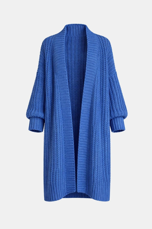 Jessa – Oversized Split Knit Cardigan in Blue