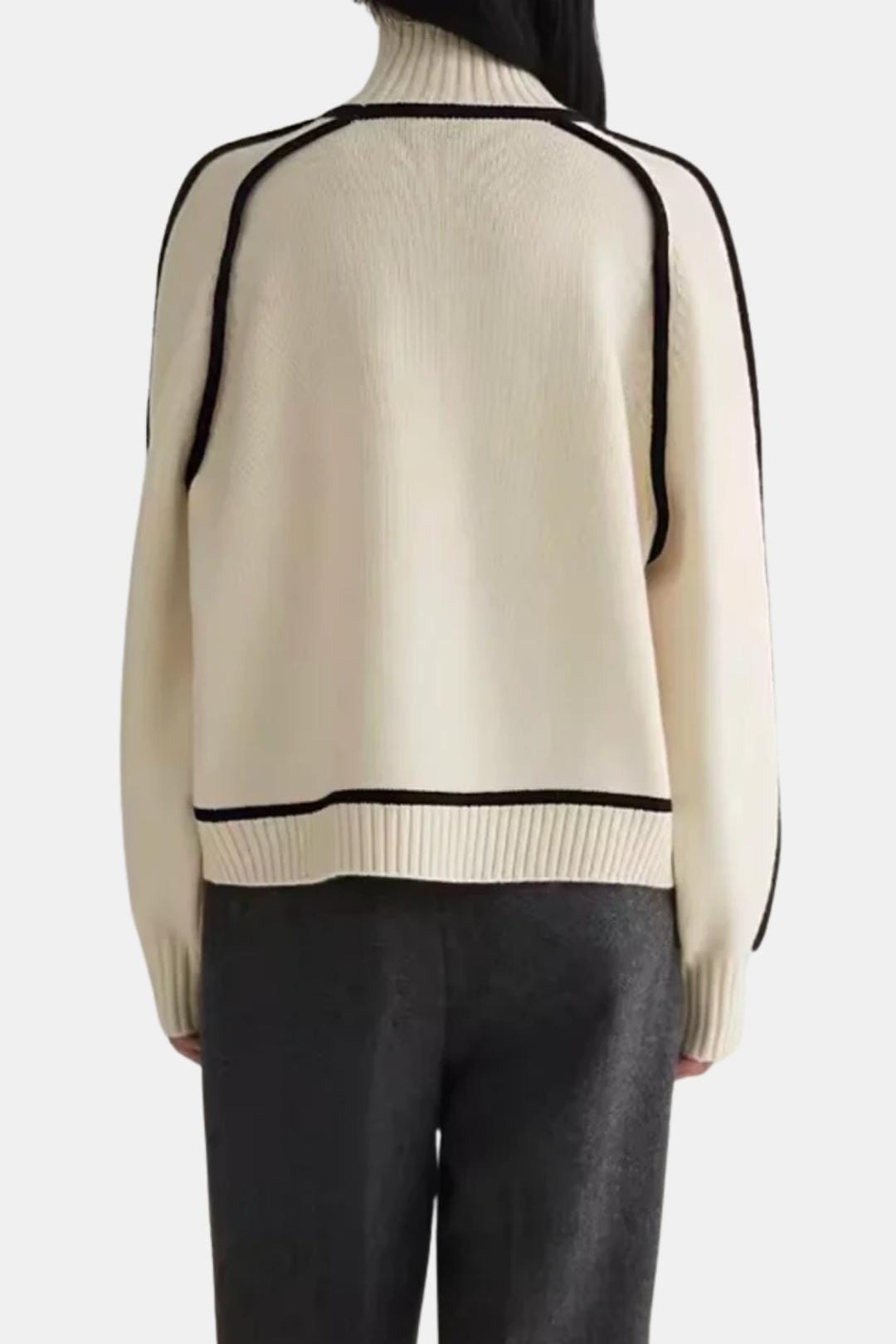 Joanna – Warm Turtleneck Sweater with Contrast Trim