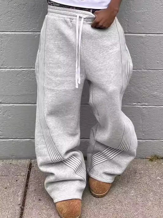 SUENTA Jogginghose In Unifarbe Polyester Lockere Passform Vintage-Stil Grau