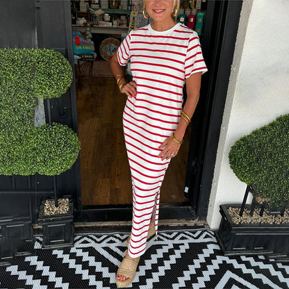 Juanita Carmen™ Women's striped shirt dress with pockets