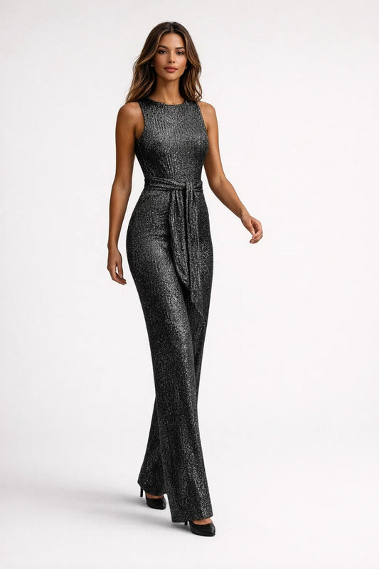 Damski Elegancki Kombinezon Cały-Sezon z Paskiem