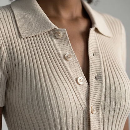 Jurk dames | Gebreide jurk met midi lengte en comfortabele pasvorm