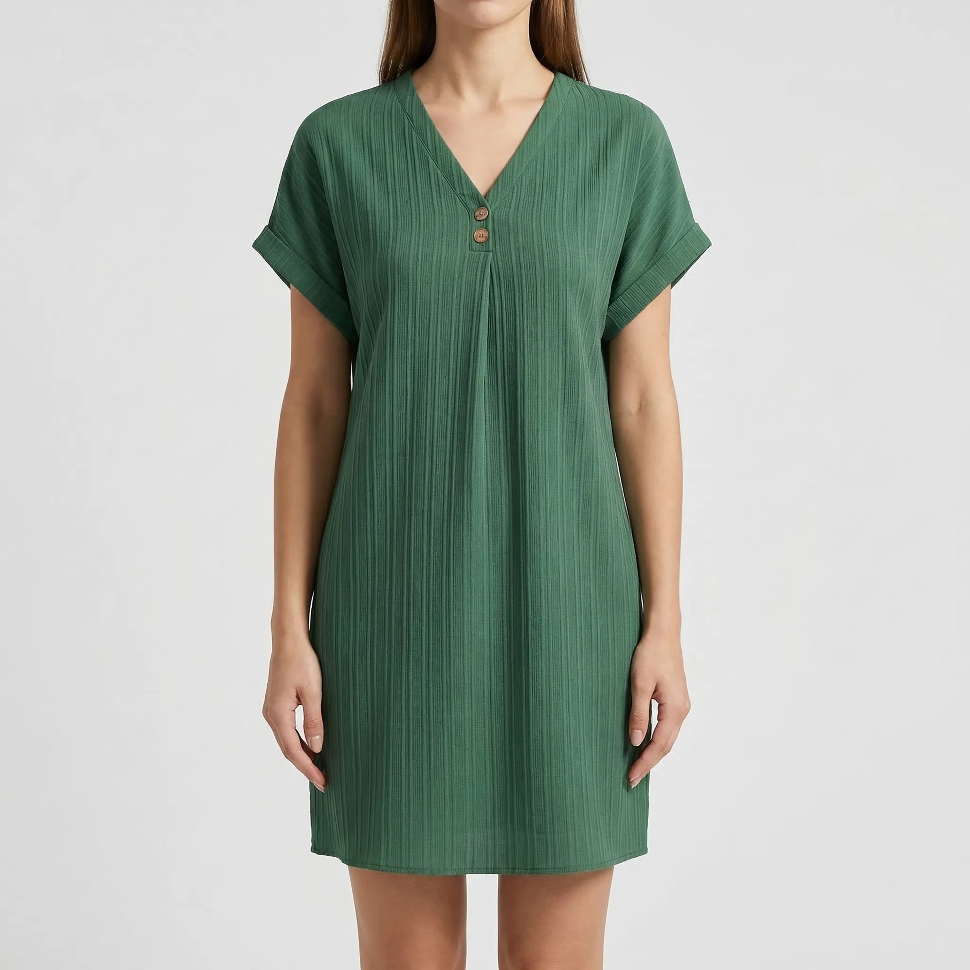 Jurk dames | Zomerjurk met v-hals en korte mouw