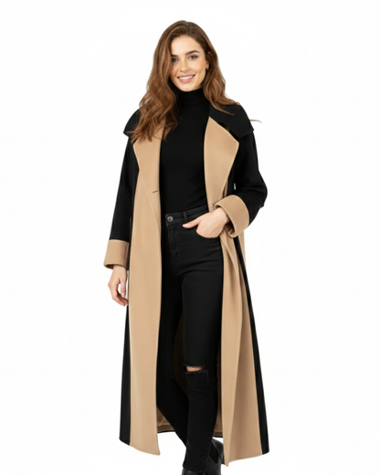 Katherine Manteau Femme Bicolore – Coupe Droite, Longueur Mi-Cuisse & Style Quotidien