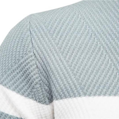 Men’s Knitted Crew Neck Jumper – Soft Wool Blend Stylish Casual Layering with Modern Stripe Detail