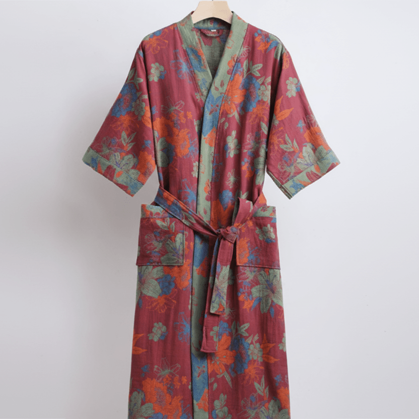 KIMOGINKO – Omkeerbare kimono-badjas van biologisch katoen voor ademend comfort. 0