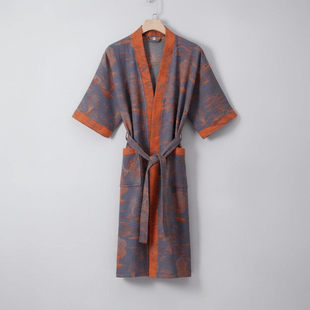 KIMOGINKO – Omkeerbare kimono-badjas van biologisch katoen voor ademend comfort. 7