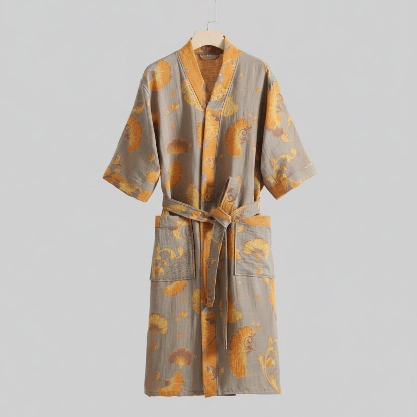KIMOGINKO – Omkeerbare kimono-badjas van biologisch katoen voor ademend comfort. 9