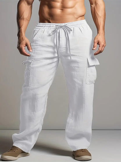 Men’s Relaxed Fit Linen-Style Trousers for Summer – Lightweight Suit Pants for Work, Events and Smart Casual Outfits
