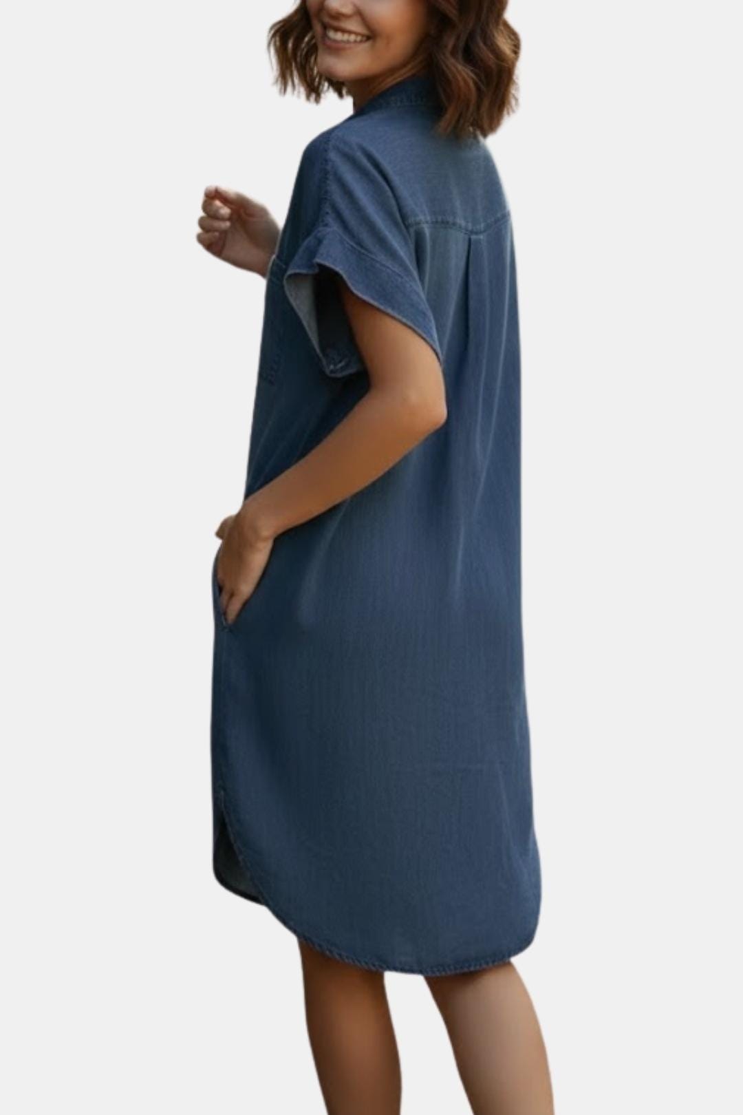 Kaiah – Button Front Casual Mini Denim Dress