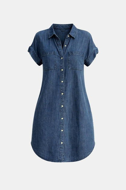 Kaiah – Button Front Casual Mini Denim Dress