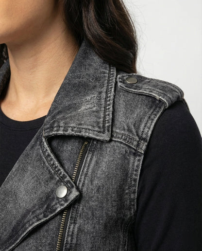 Kutti | Damska Kamizelka Denim Biker Bez Rękawów Casual