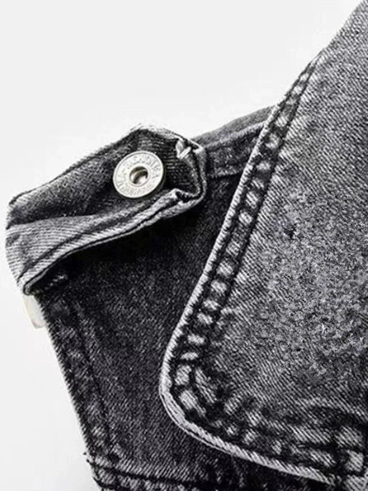 Kutti | Damska Kamizelka Denim Biker Bez Rękawów Casual