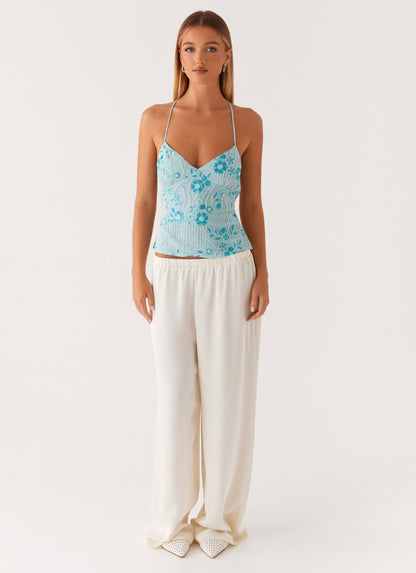 Echo - Sequin Deep V Strap Embellished Top