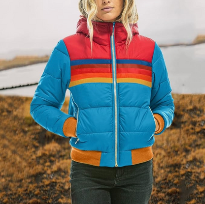 Karina | Modische Retro-Winterjacke für Damen mit Streifenmuster 2
