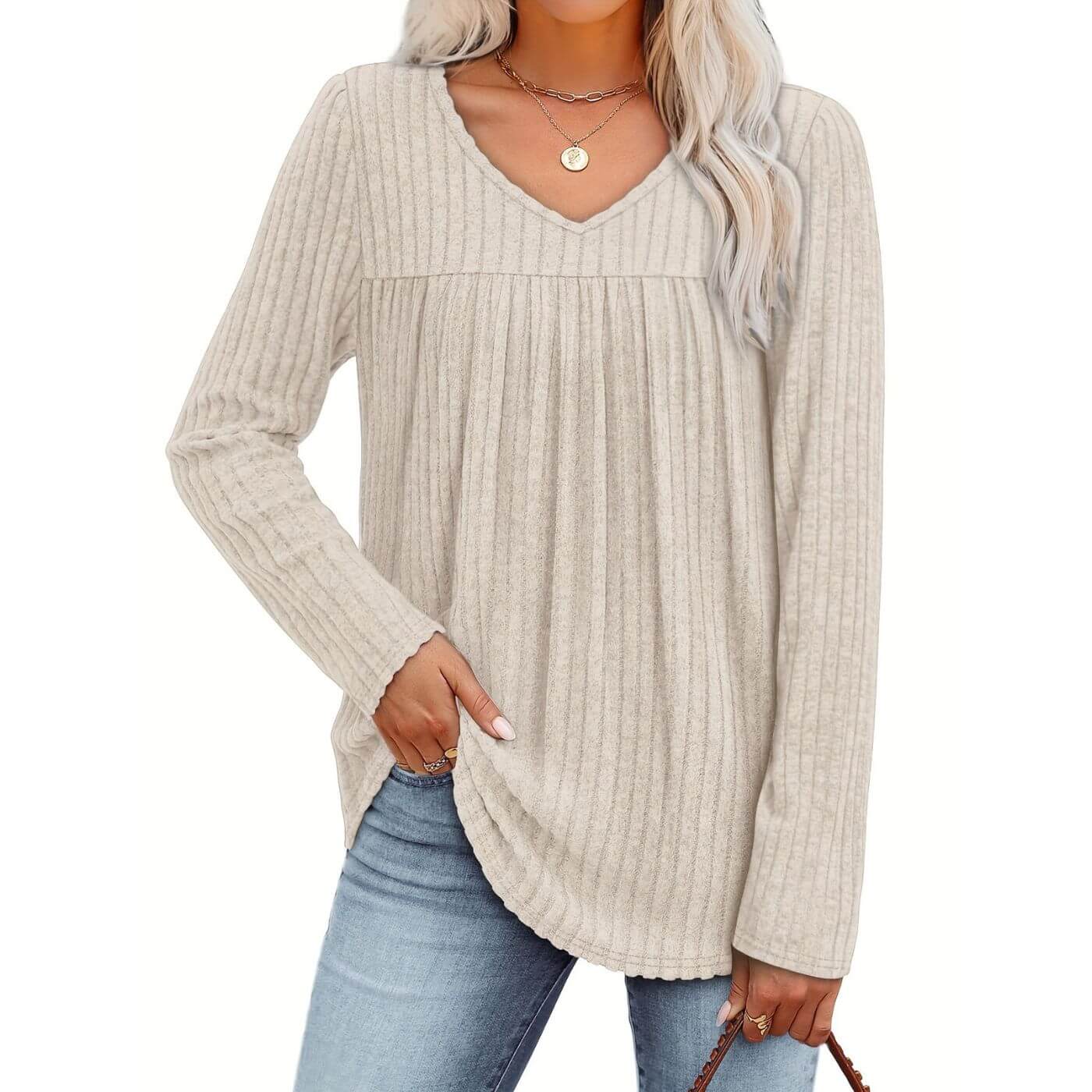 Karoline™- Lett Langermet Bluse