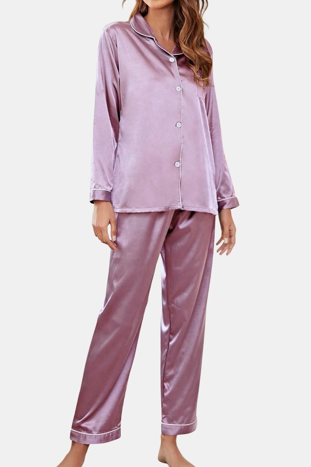 Katerina - Button Down Lapel Collar Set Pyjamas
