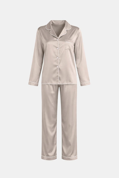 Katerina - Button Down Lapel Collar Set Pyjamas