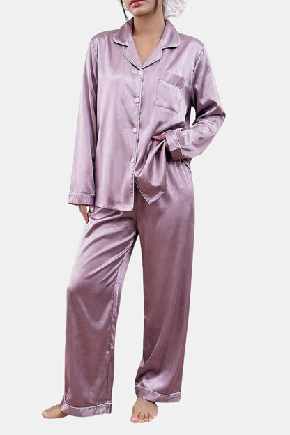 Katerina - Button Down Lapel Collar Set Pyjamas