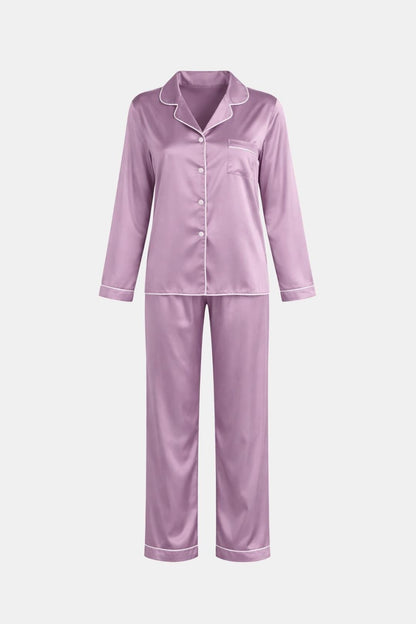 Katerina - Button Down Lapel Collar Set Pyjamas