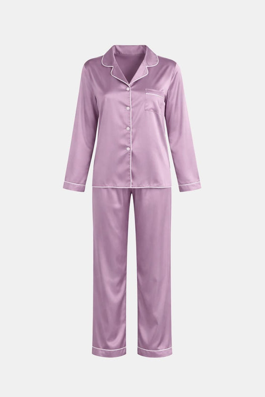 Katerina - Button Down Lapel Collar Set Pyjamas