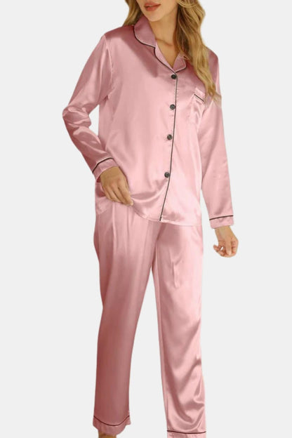 Katerina - Button Down Lapel Collar Set Pyjamas