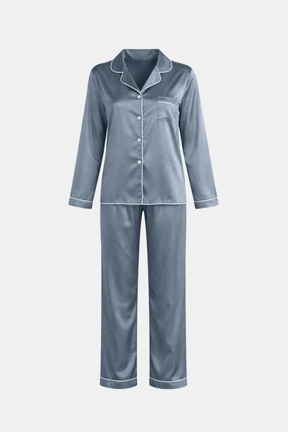 Katerina - Button Down Lapel Collar Set Pyjamas