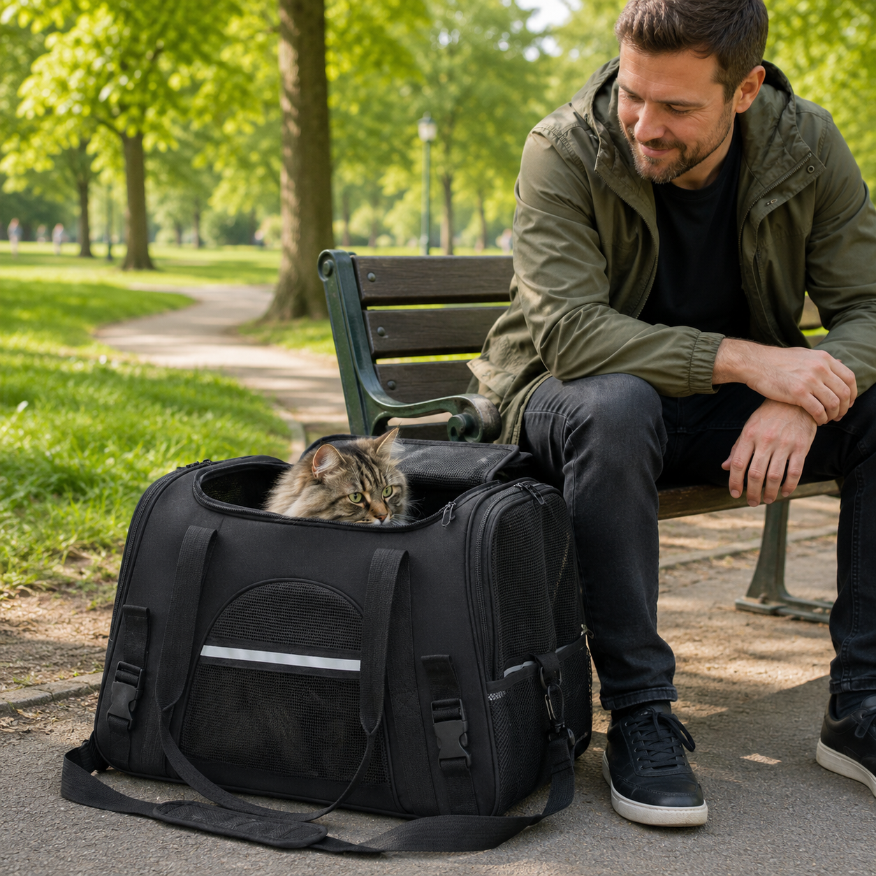 Katze Transportbox mit drei Eingängen und atmungsaktivem Design | Mobibag