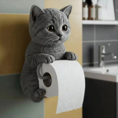 Charming Cat-Themed Toilet Paper Holder in Resin