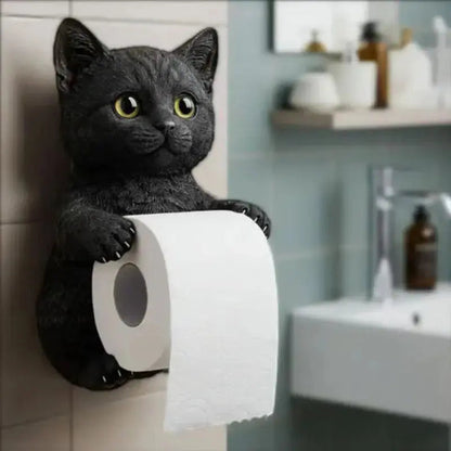 Charming Cat-Themed Toilet Paper Holder in Resin