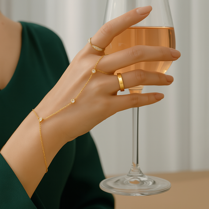 Kedjesmycke | Fingerring Palm Kristall Armband