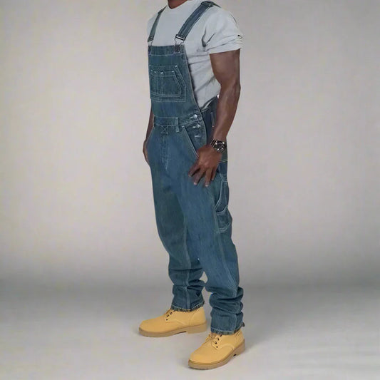 Kelim | Rechte denim overall met splice accenten 0