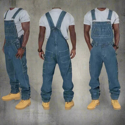 Kelim | Rechte denim overall met splice accenten 2