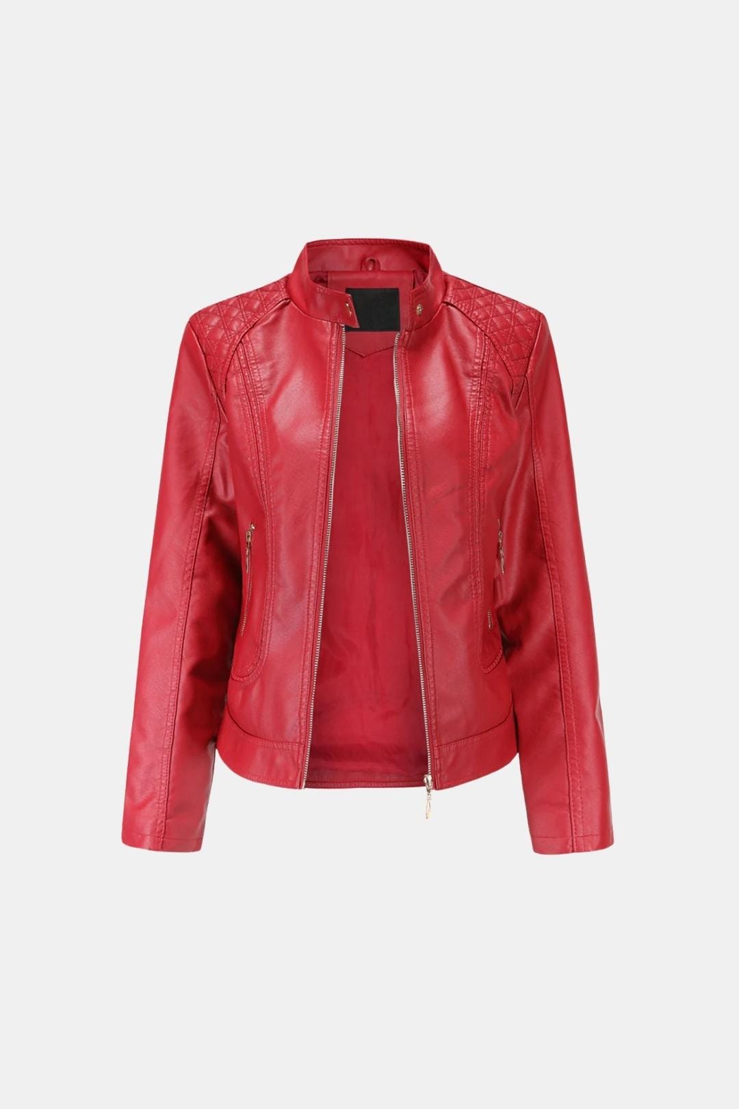 Kenna – Structured Stand-Collar Leather Jacket for Women