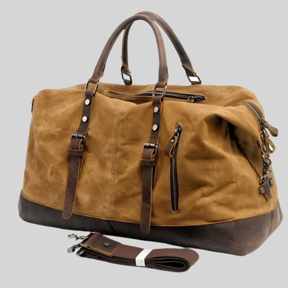 Weekend Bag | Canvas, Leather Trim | Travel Duffel Bag