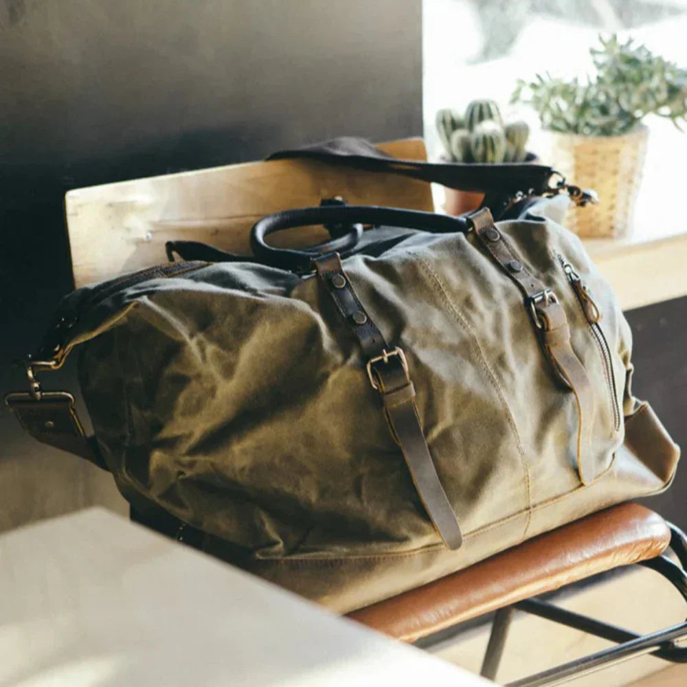 Weekend Bag | Canvas, Leather Trim | Travel Duffel Bag