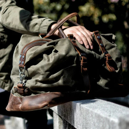 Weekend Bag | Canvas, Leather Trim | Travel Duffel Bag