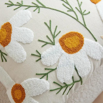 Kissenbezug mit Blumen- & Botanik-Stickerei | Weich und formstabil | Pflegeleicht | HomeBloom