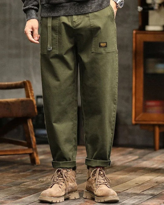 Stylowe Spodnie Męskie Cargo z Funkcjonalnymi Kieszeniami | Wygodne Khaki na Co Dzień 1