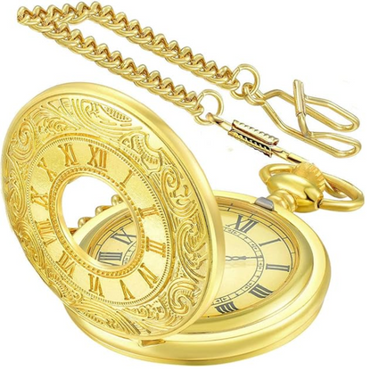 Klassische Herren-Taschenuhr | Vintage | Quarzwerk | GoldZeiger
