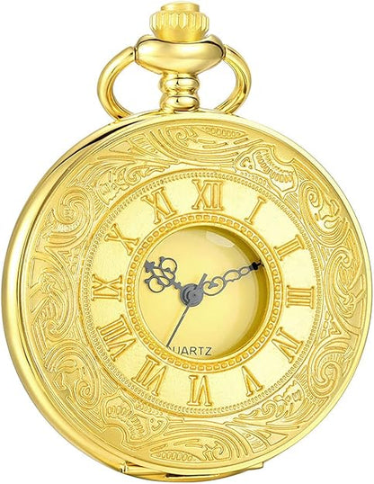 Klassische Herren-Taschenuhr | Vintage | Quarzwerk | GoldZeiger
