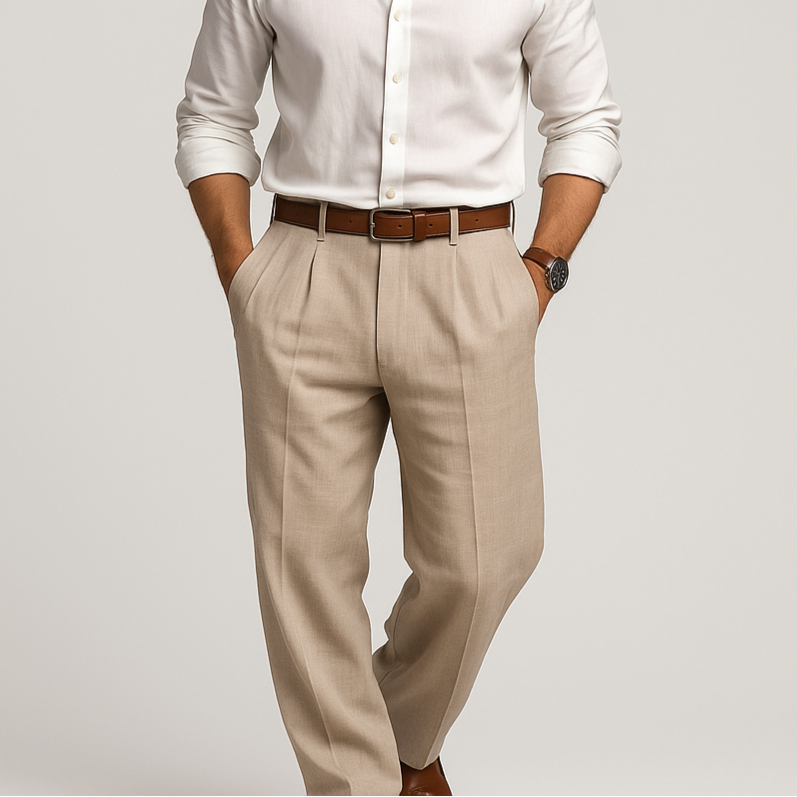 Klassische Herren-Freizeithose aus Baumwoll-Leinen mit Atmungsaktiver Passform | Vielseitige Hose für Komfort und Stil 1