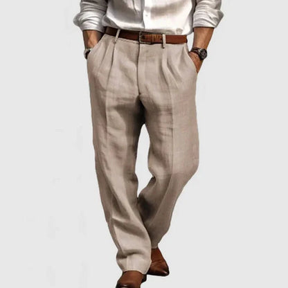 Klassische Herren-Freizeithose aus Baumwoll-Leinen mit Atmungsaktiver Passform | Vielseitige Hose für Komfort und Stil 3