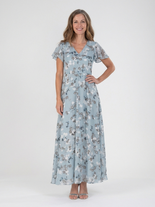 Liza - Florales Chiffon Maxi Kleid